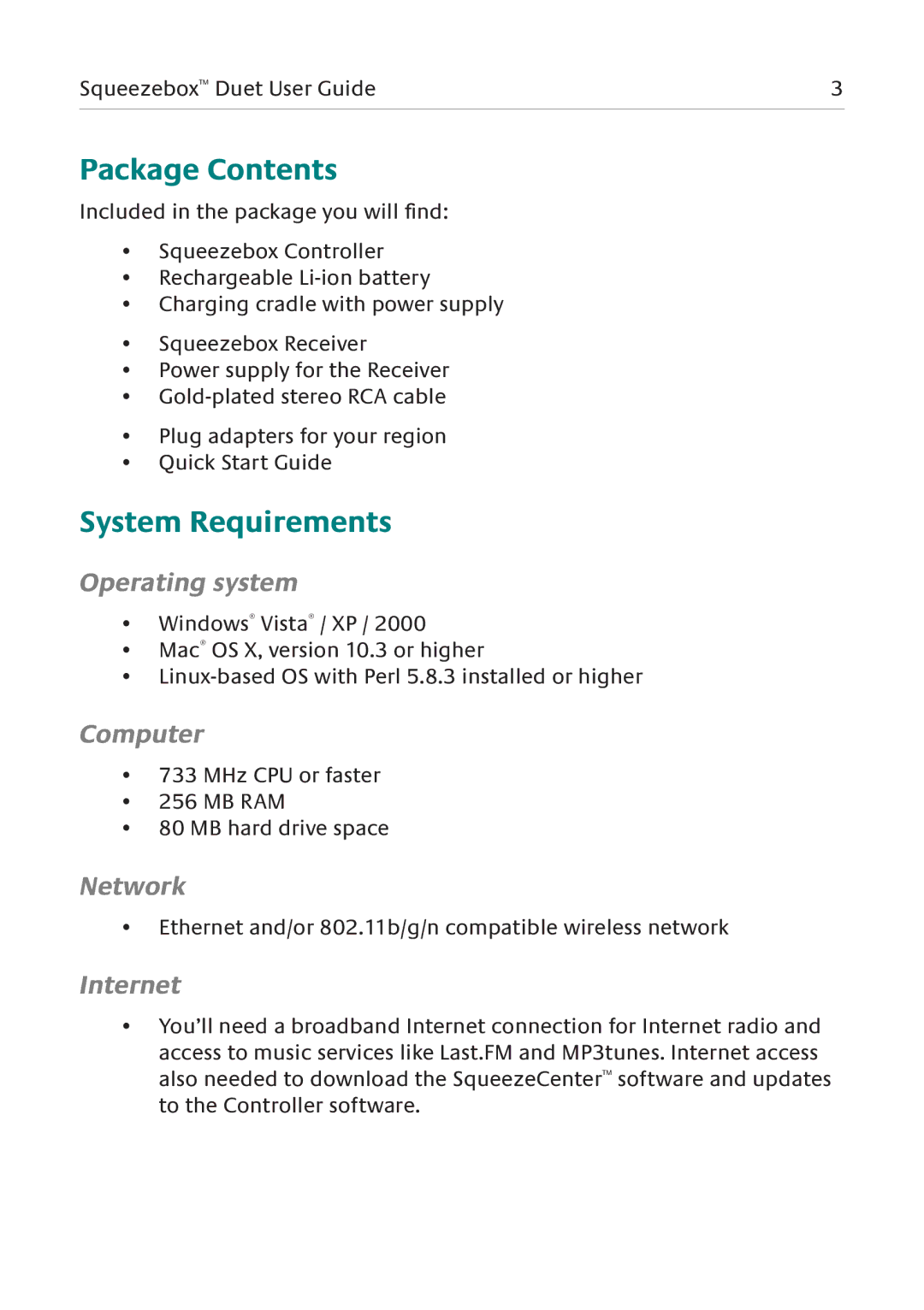 Logitech Duet manual Package Contents, System Requirements 