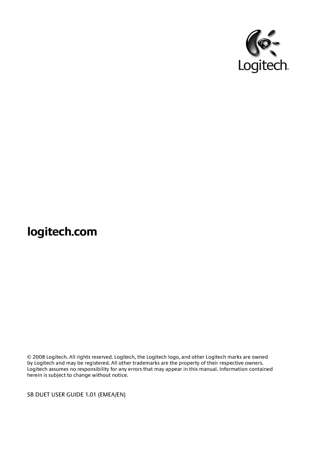 Logitech Duet manual SB DUET USER GUIDE 1.01 EMEA/EN 