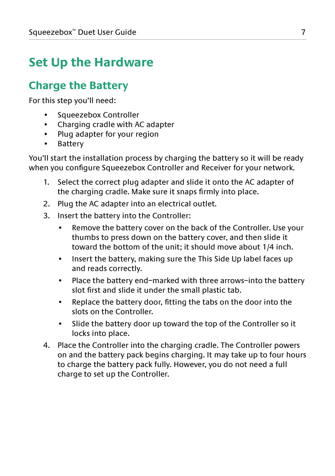 Logitech Duet manual Set Up the Hardware, Charge the Battery 