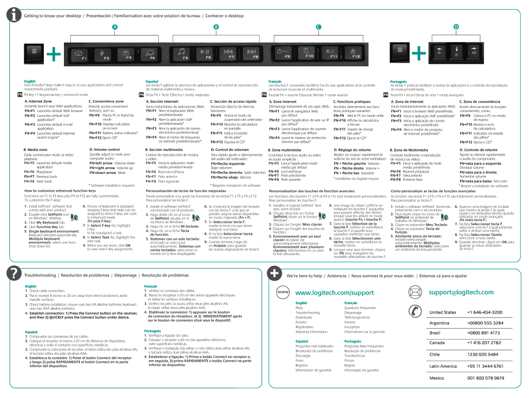 Logitech EX manual ÚÒõÚê »±¼«½·ñÐ¿«-¿, ÚÒõÚé ·-¬¿ ¿²¬»·±, ÚÒõÚè Ð·-¬¿ -·¹«·»²¬», »-±²¿´·¿½·-² ¼» ¬»½´¿- ¼» º«²½·-² ³»¶±¿¼¿ 