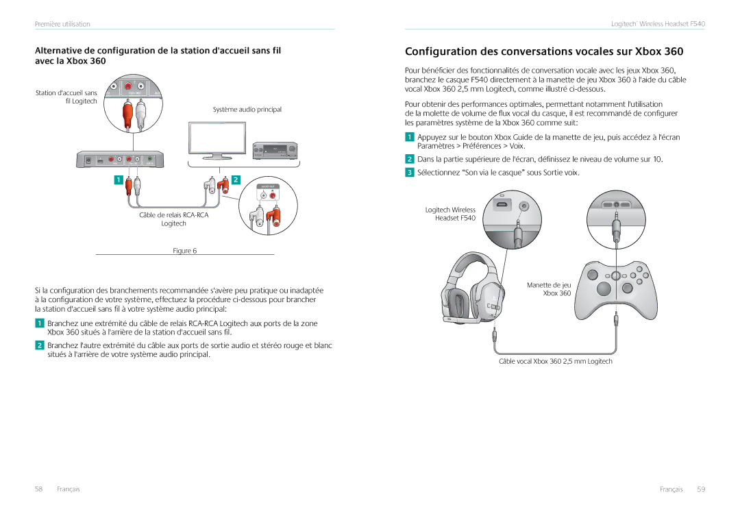 Logitech F540 manual Configuration des conversations vocales sur Xbox 