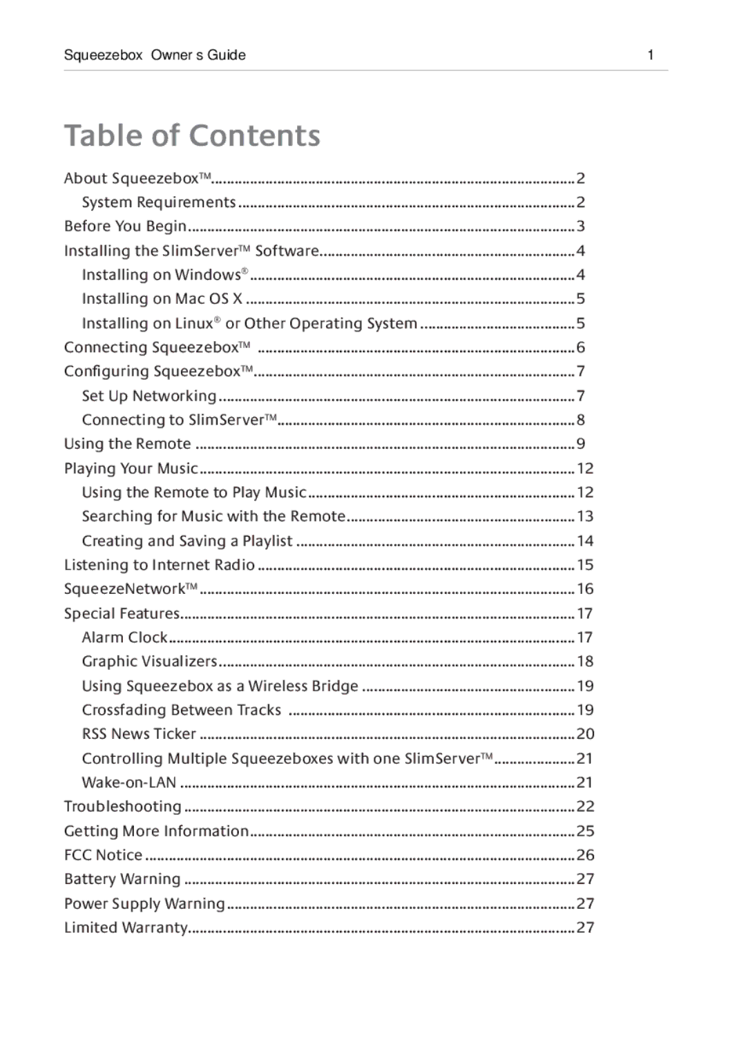 Logitech Ft manual Table of Contents 