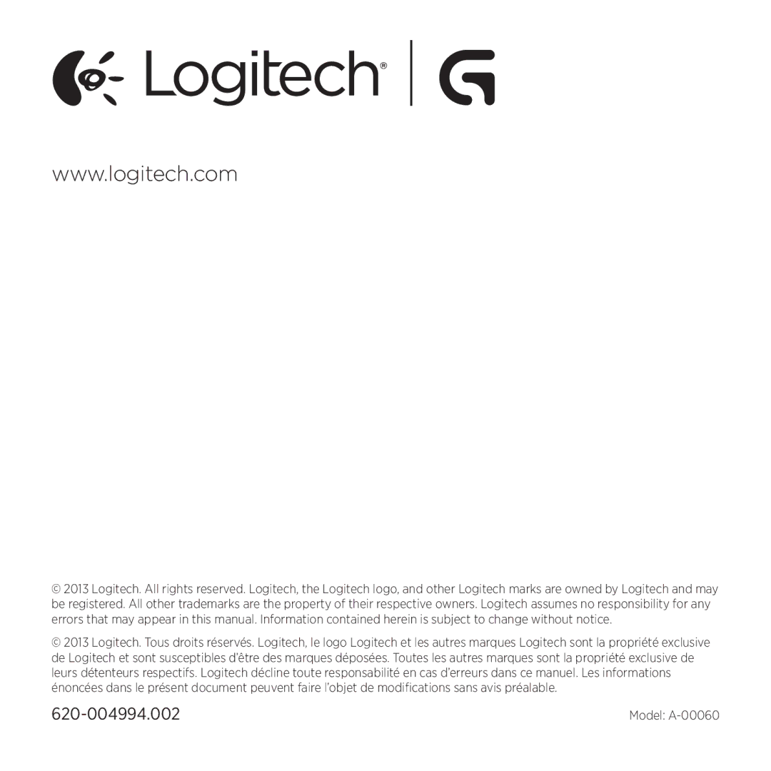 Logitech G230 setup guide 620-004994.002 