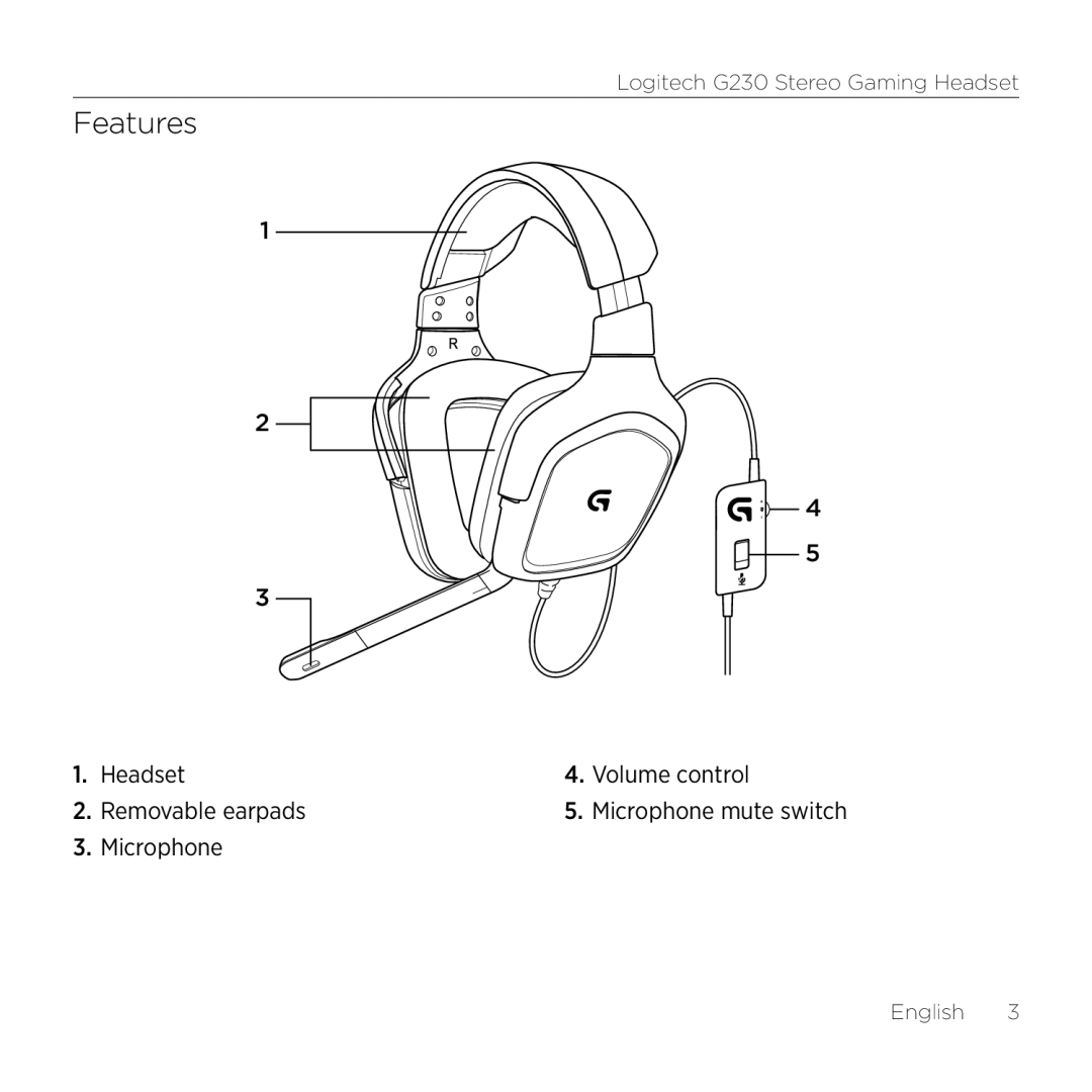 Logitech G230 setup guide Features 