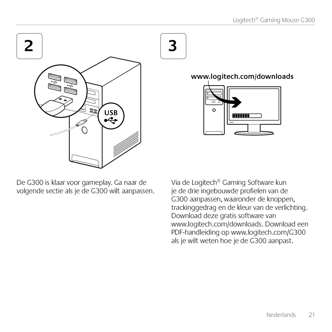 Logitech G300 manual Nederlands 