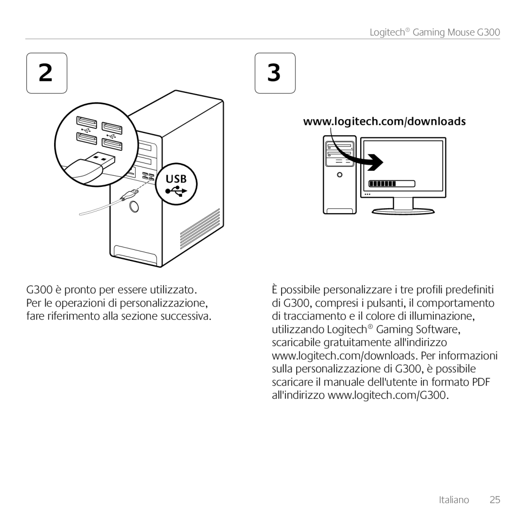 Logitech G300 manual Italiano 