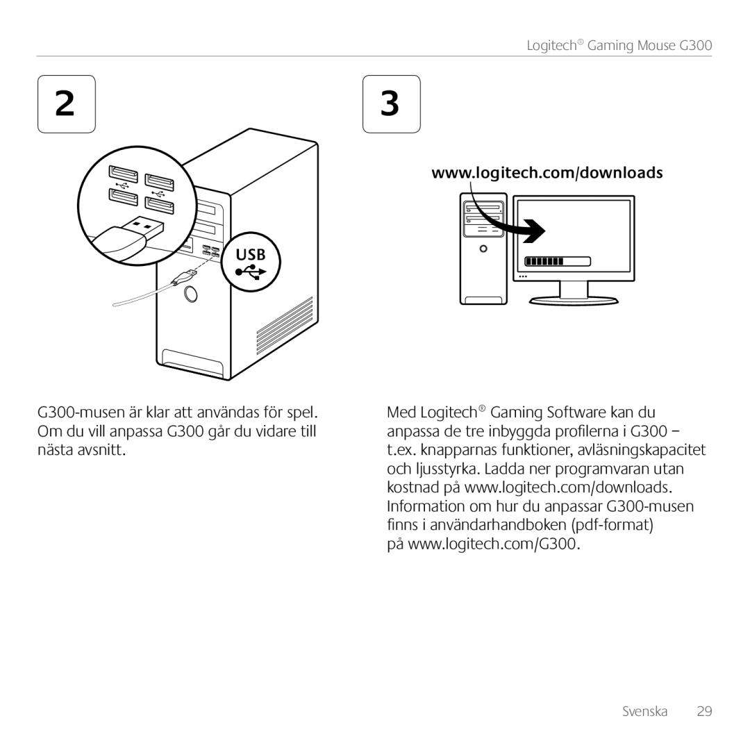 Logitech G300 manual Svenska 