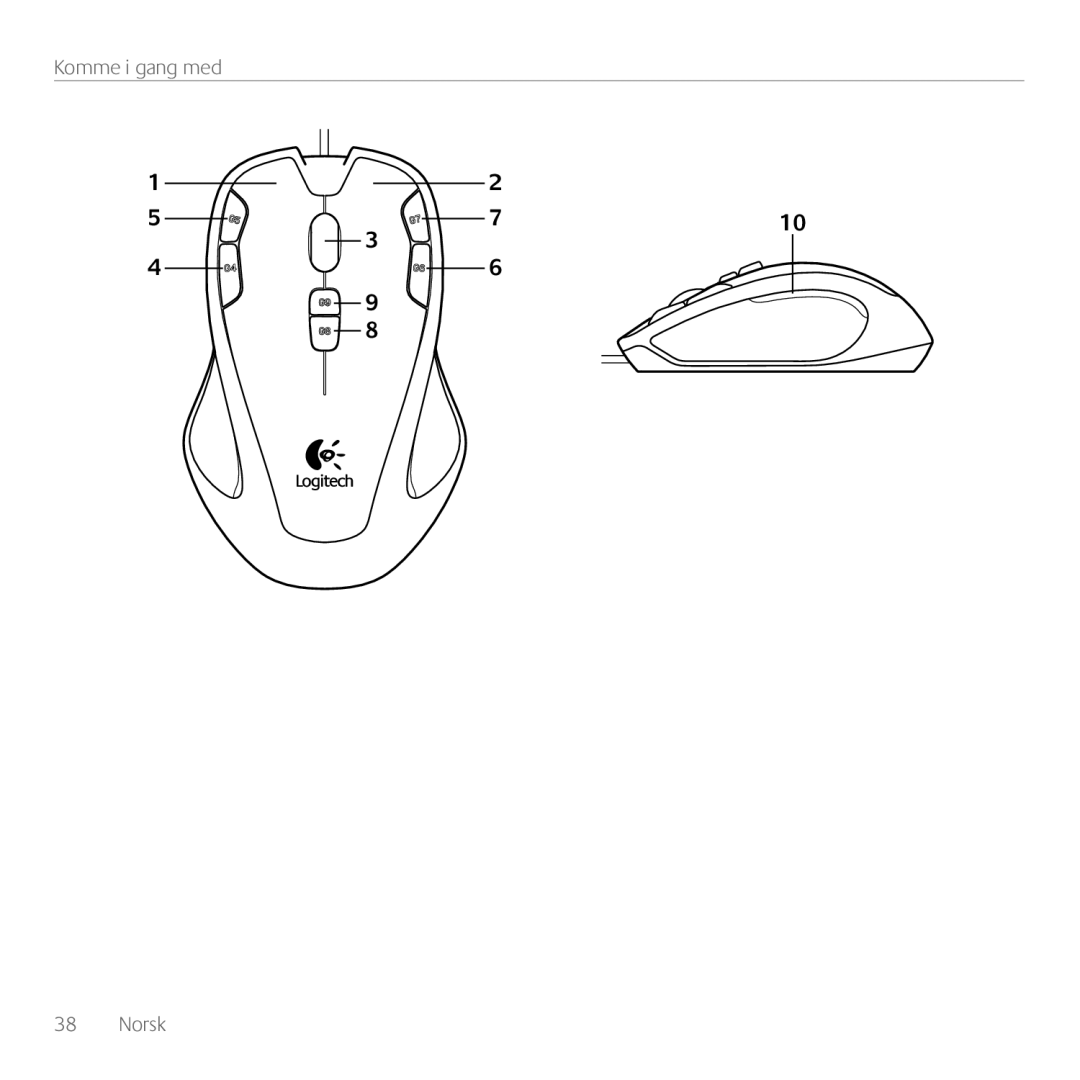 Logitech G300 manual Komme i gang med 