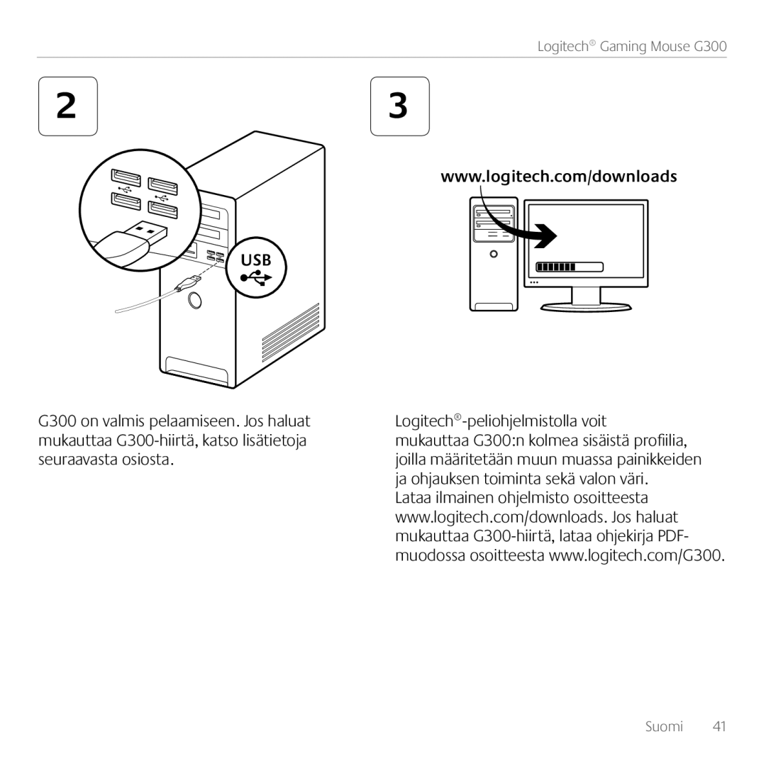 Logitech G300 manual Suomi 