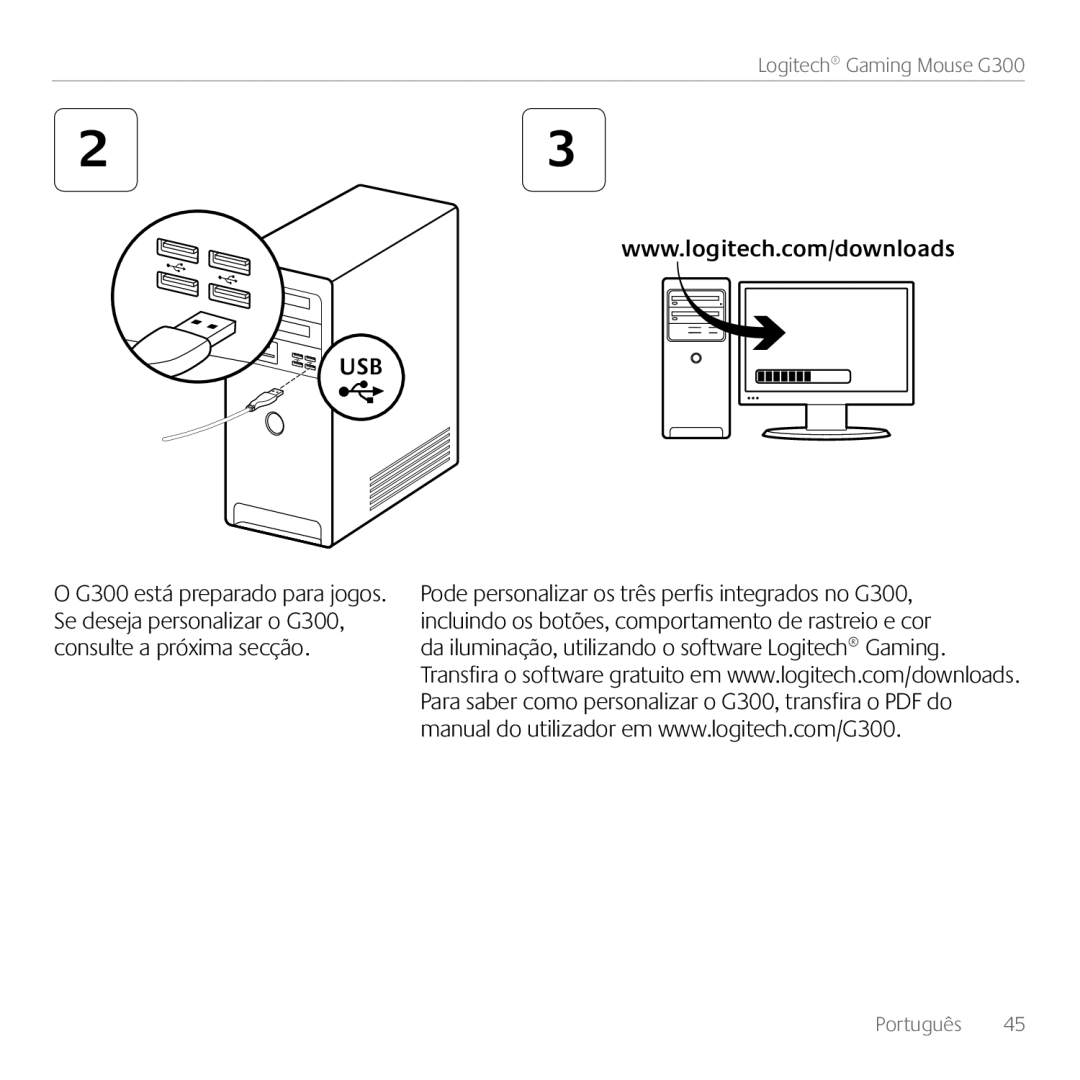 Logitech G300 manual Português 