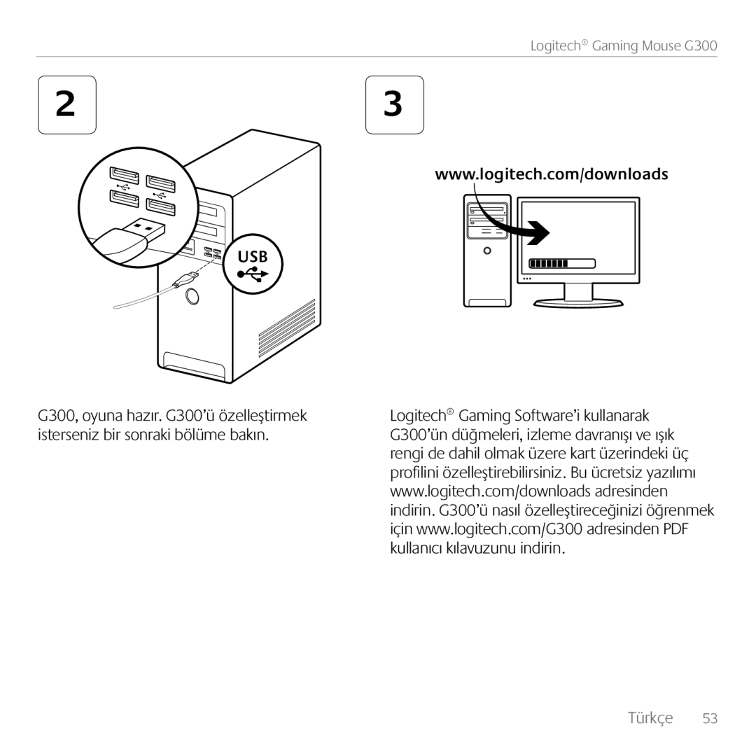 Logitech G300 manual Türkçe 