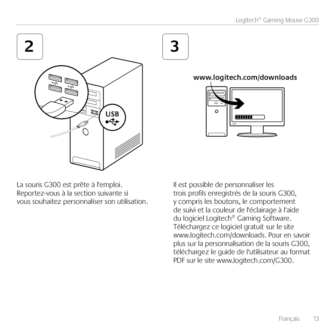 Logitech G300 manual Il est possible de personnaliser les 