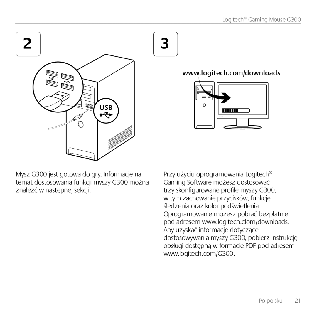 Logitech G300 manual Po polsku 