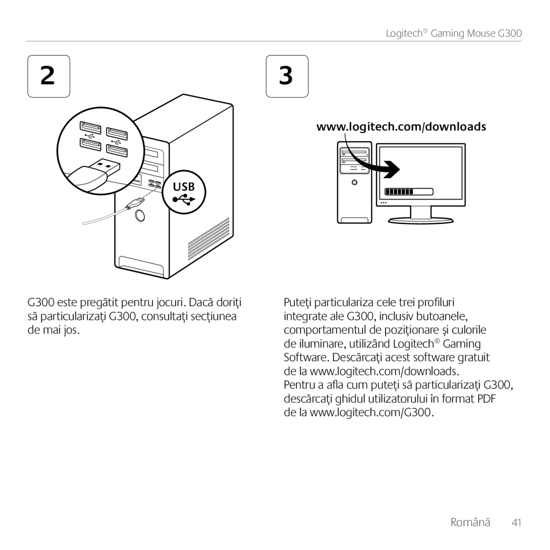 Logitech G300 manual Română 