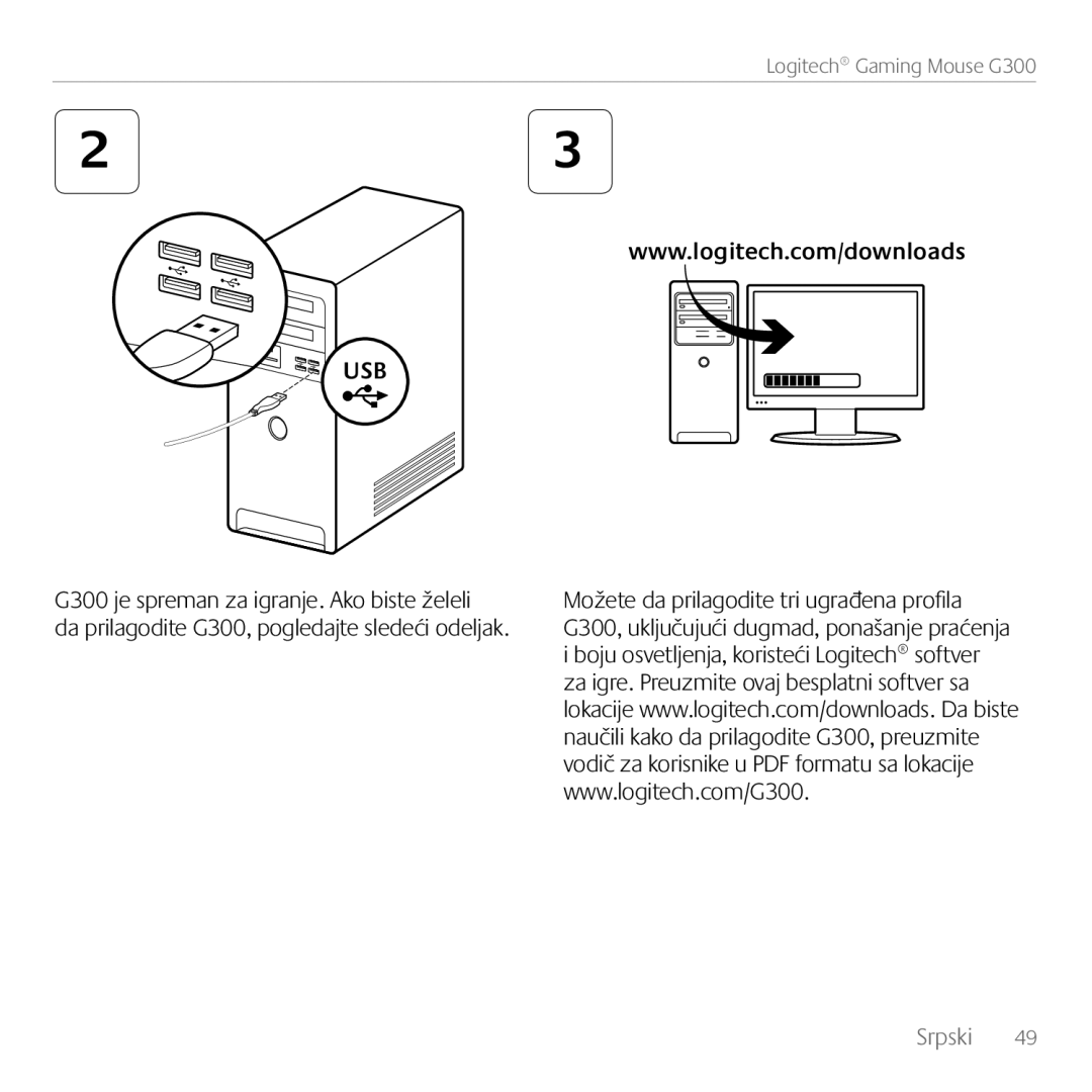 Logitech G300 manual Srpski 