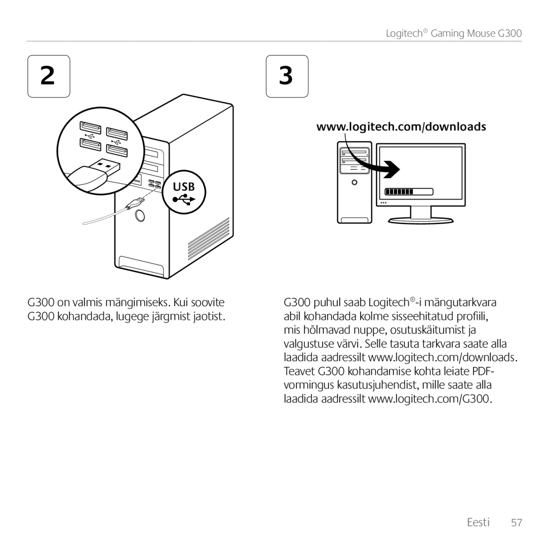 Logitech G300 manual Eesti 