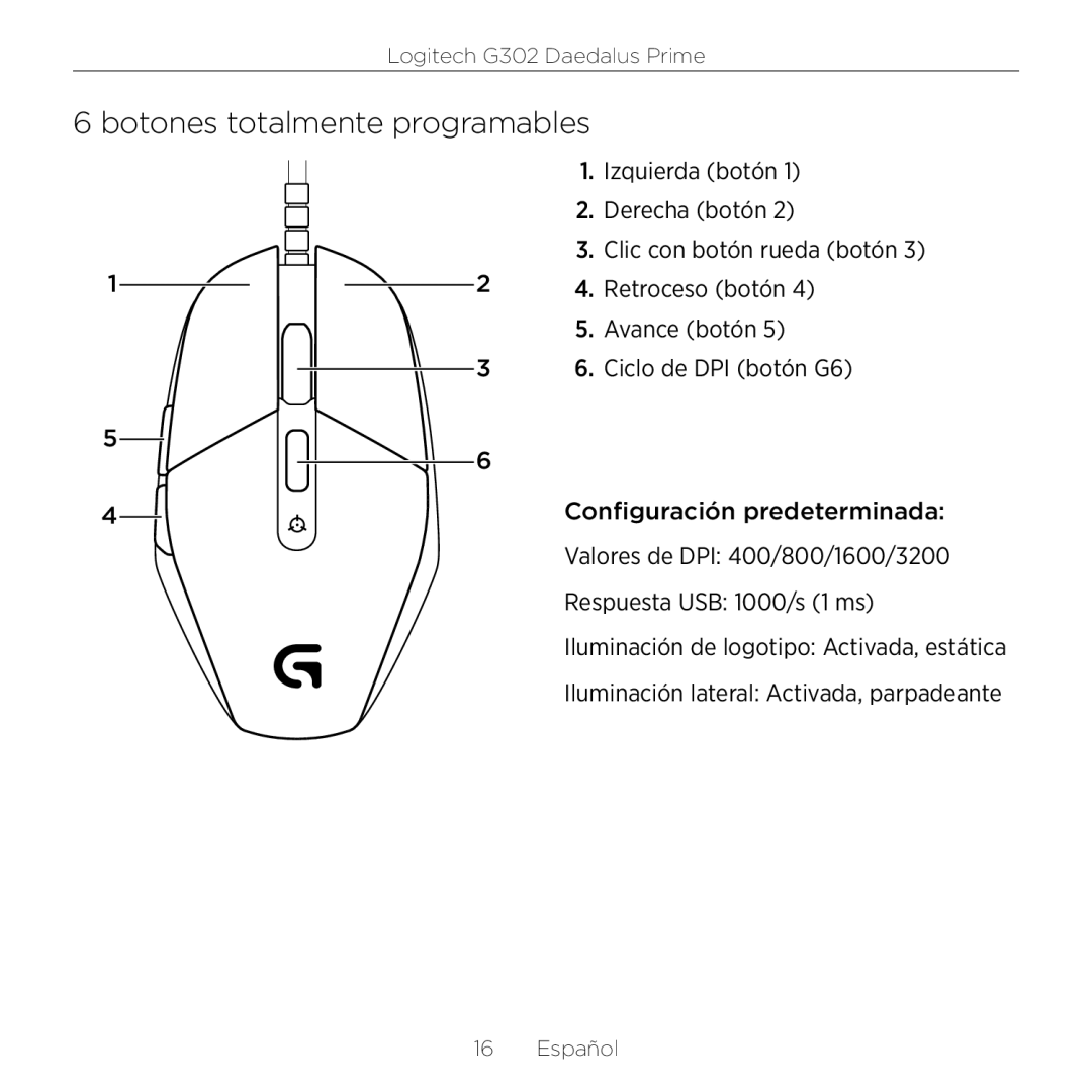 Logitech G302 setup guide Botones totalmente programables 