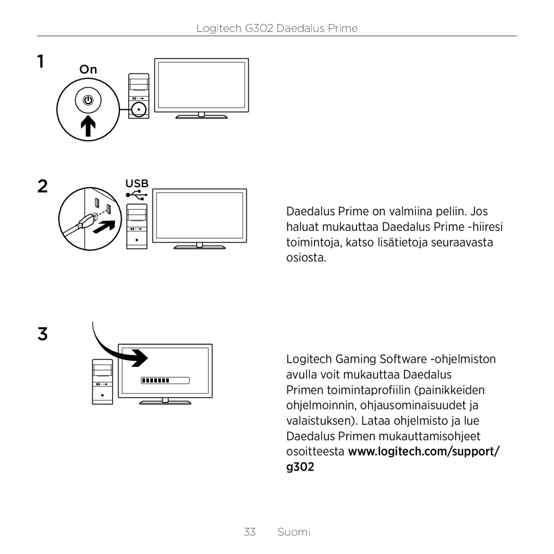 Logitech G302 setup guide Suomi 