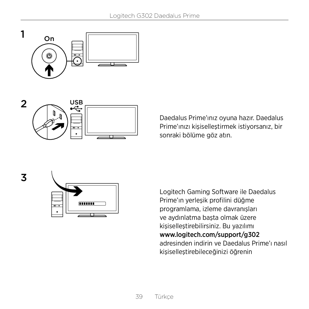 Logitech G302 setup guide 39 Türkçe 