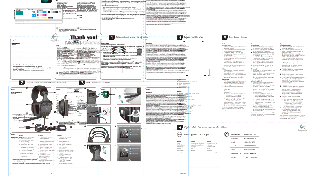 Logitech G35 Regulatory Information, Safety, Limited Warranty, Garantie Limitée, Sécurité, Seguridad, Garantía Limitada 