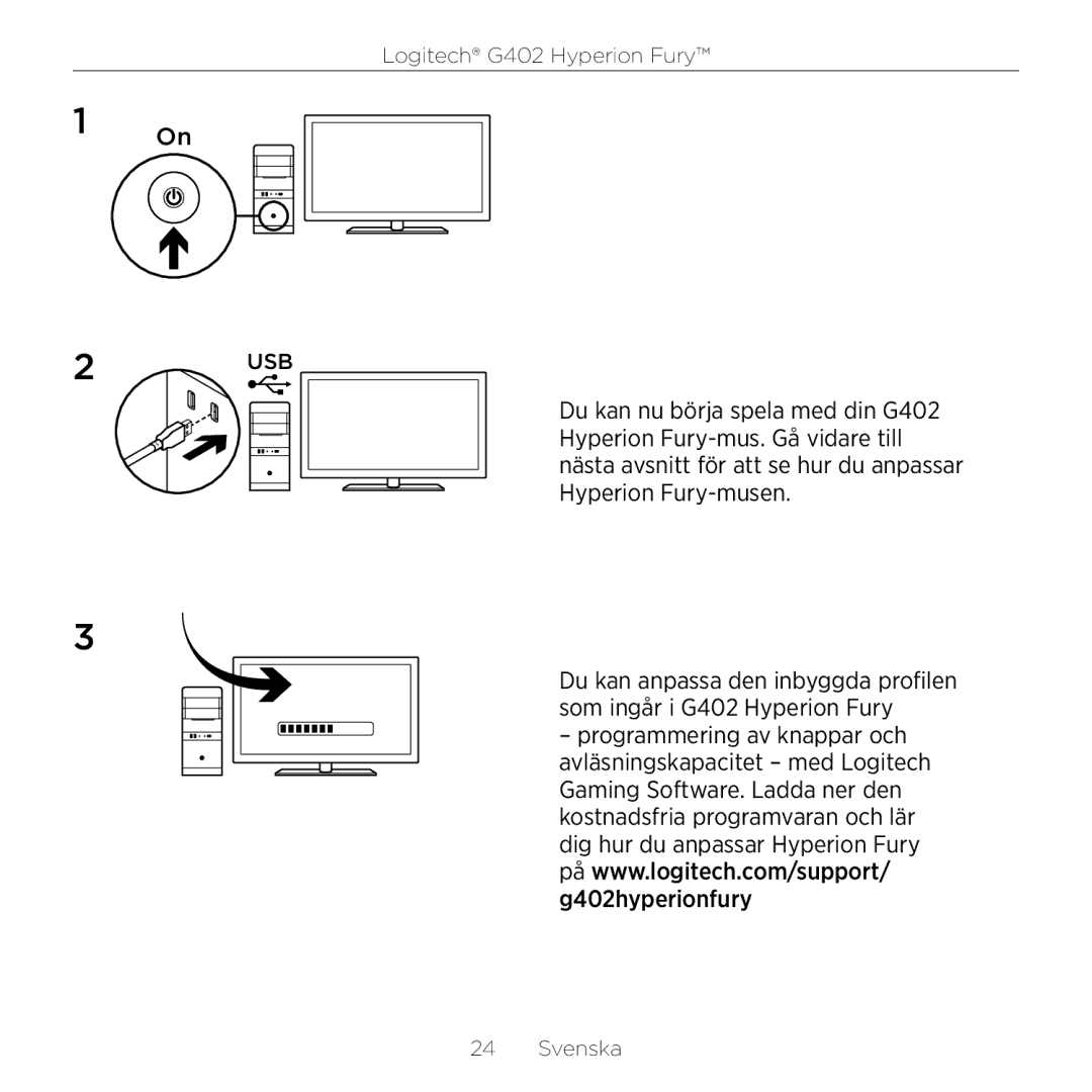 Logitech G402 setup guide Svenska 