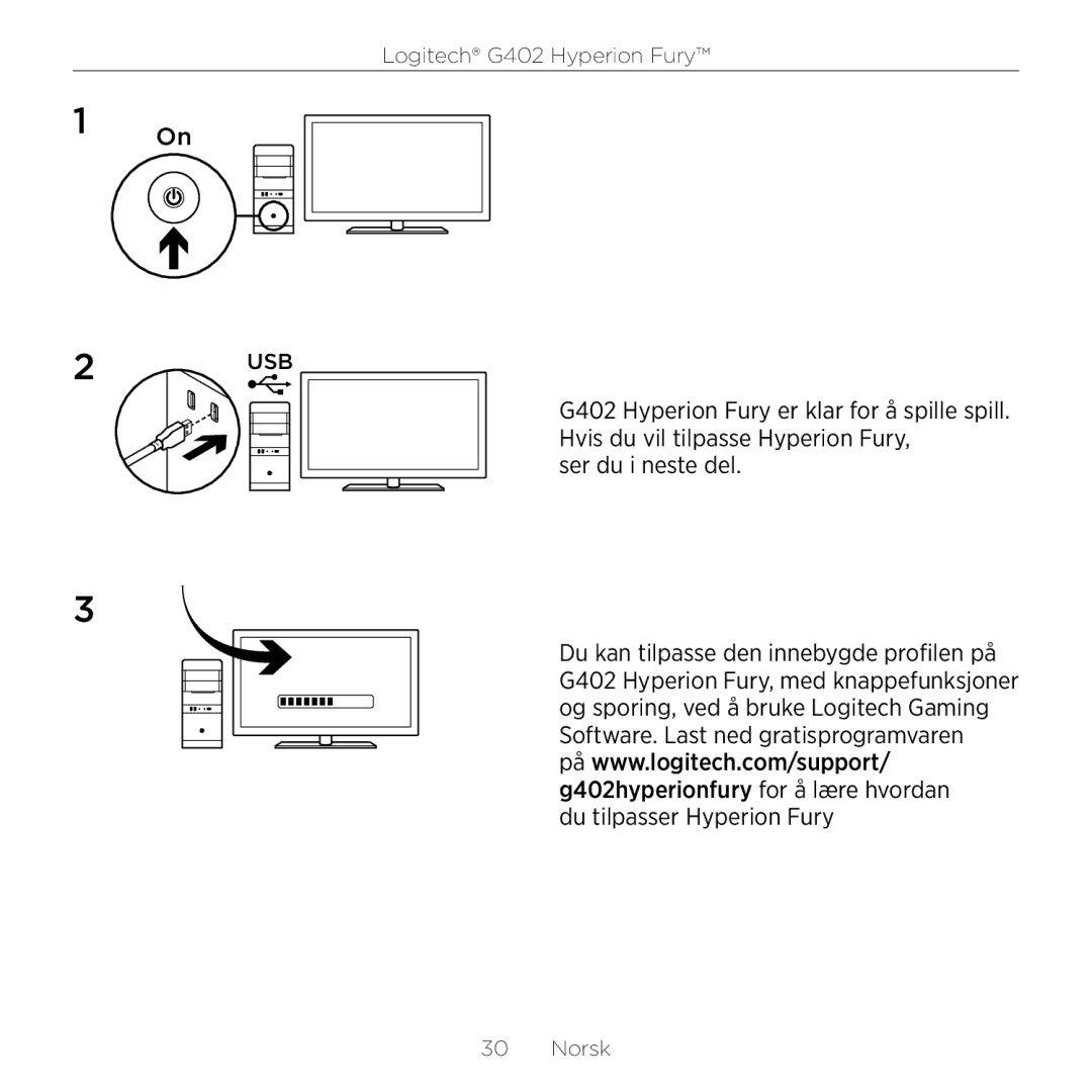 Logitech G402 setup guide Norsk 