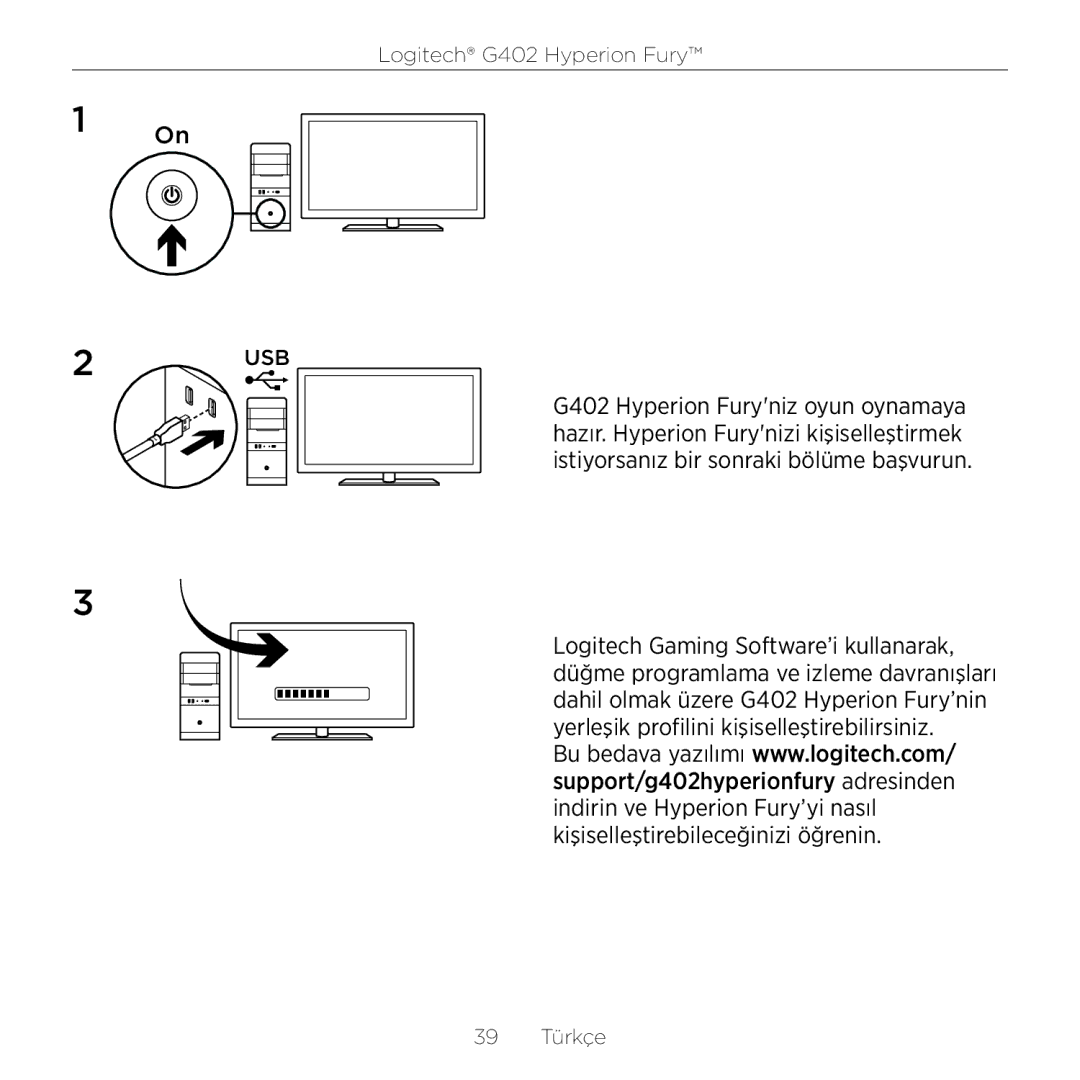 Logitech G402 setup guide 39 Türkçe 