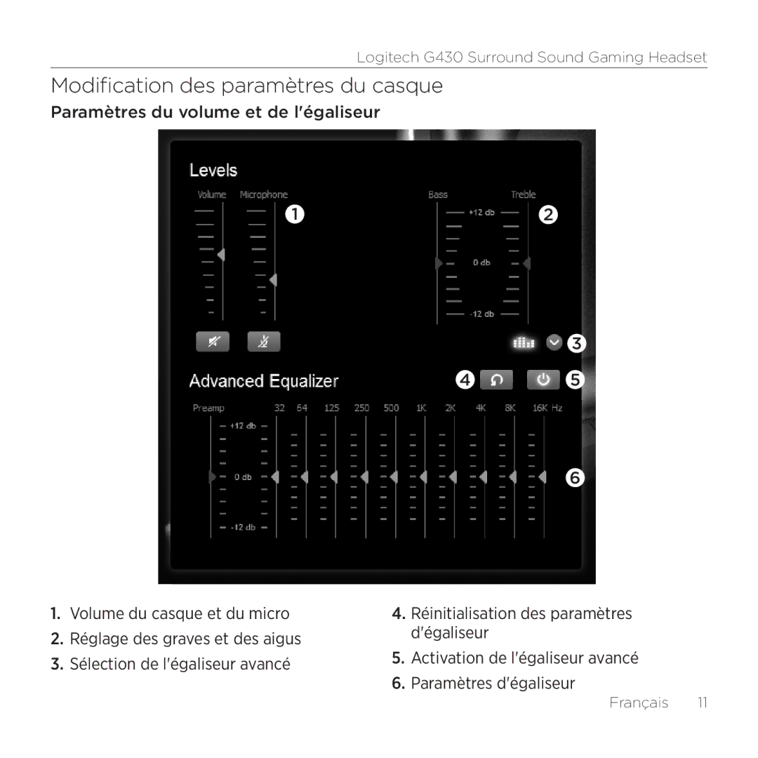 Logitech G430 setup guide Modification des paramètres du casque 