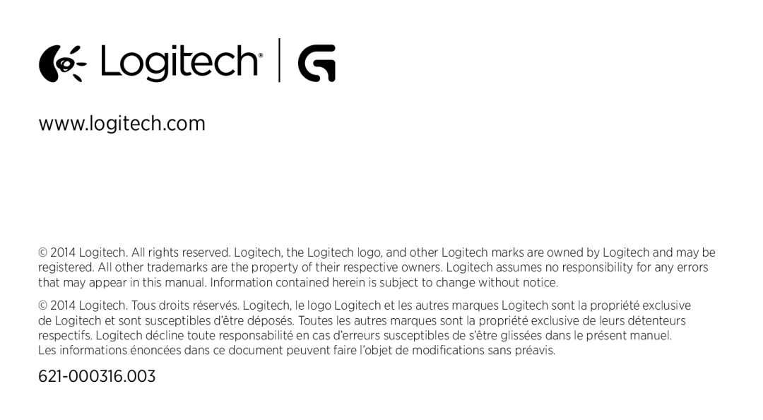 Logitech G502 setup guide 621-000316.003 