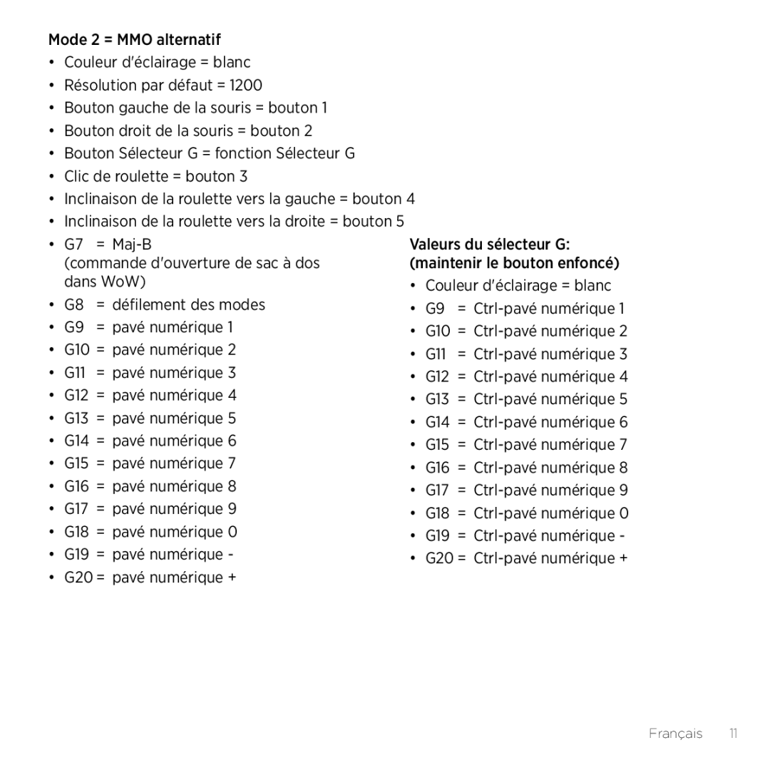 Logitech G600 setup guide Français 11 