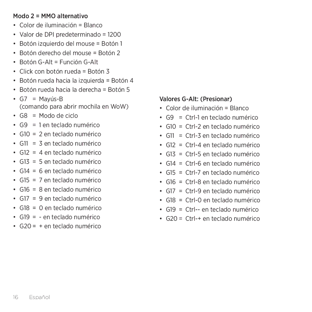 Logitech G600 setup guide Español 