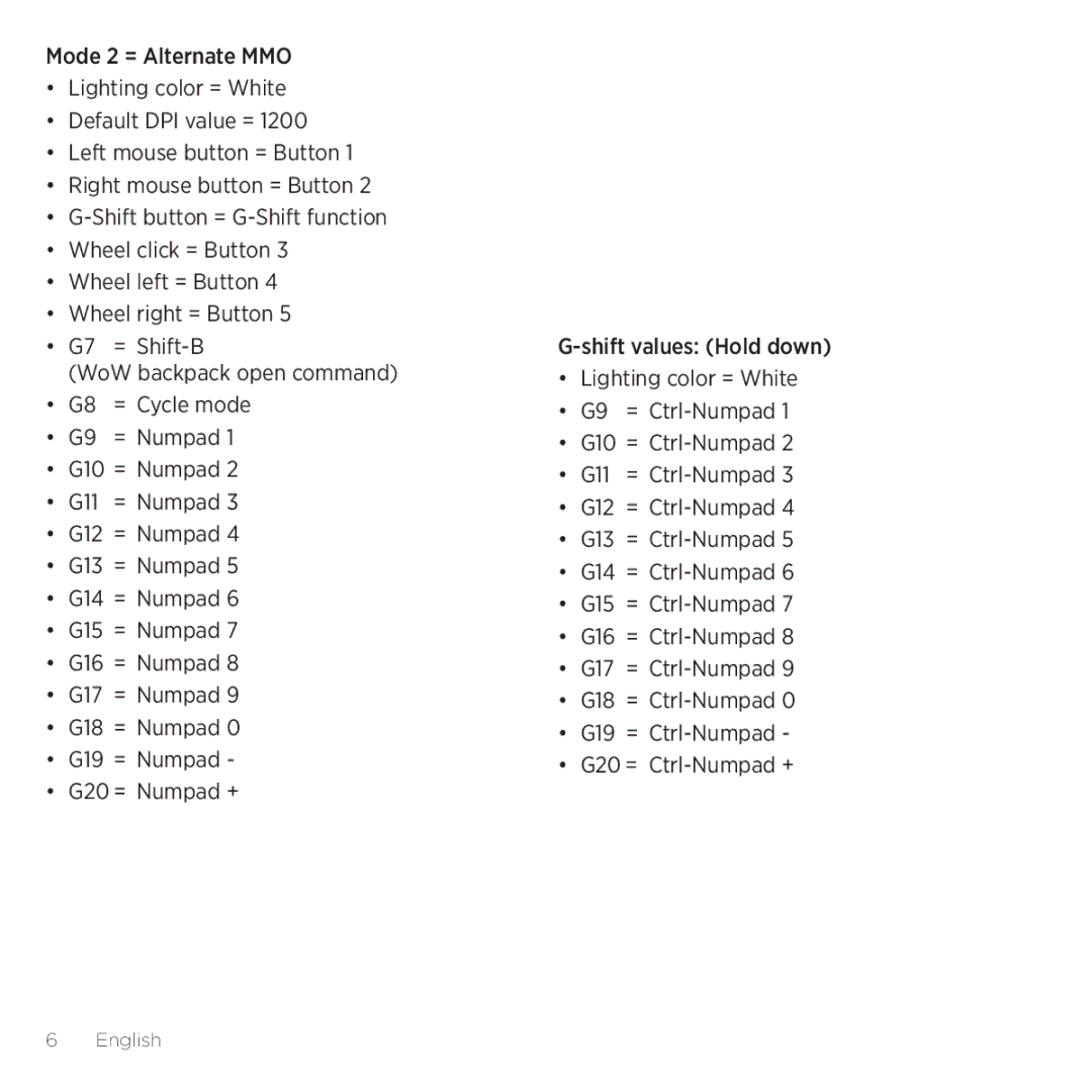 Logitech G600 setup guide English 