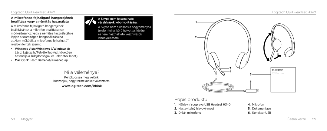 Logitech H340 setup guide Mi a véleménye?, Popis produktu 