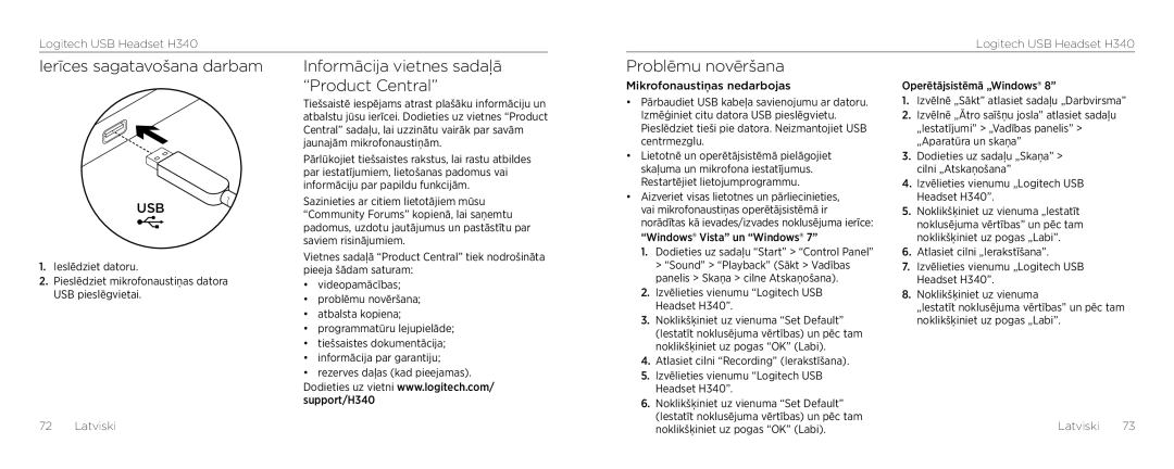 Logitech H340 setup guide Mikrofonaustiņas nedarbojas Operētājsistēmā „Windows 