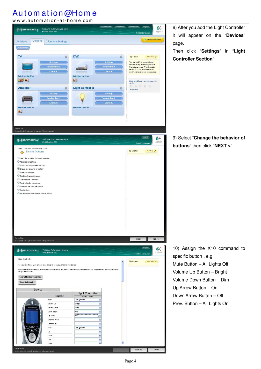 Logitech IRRF7243U manual Automation@Home 