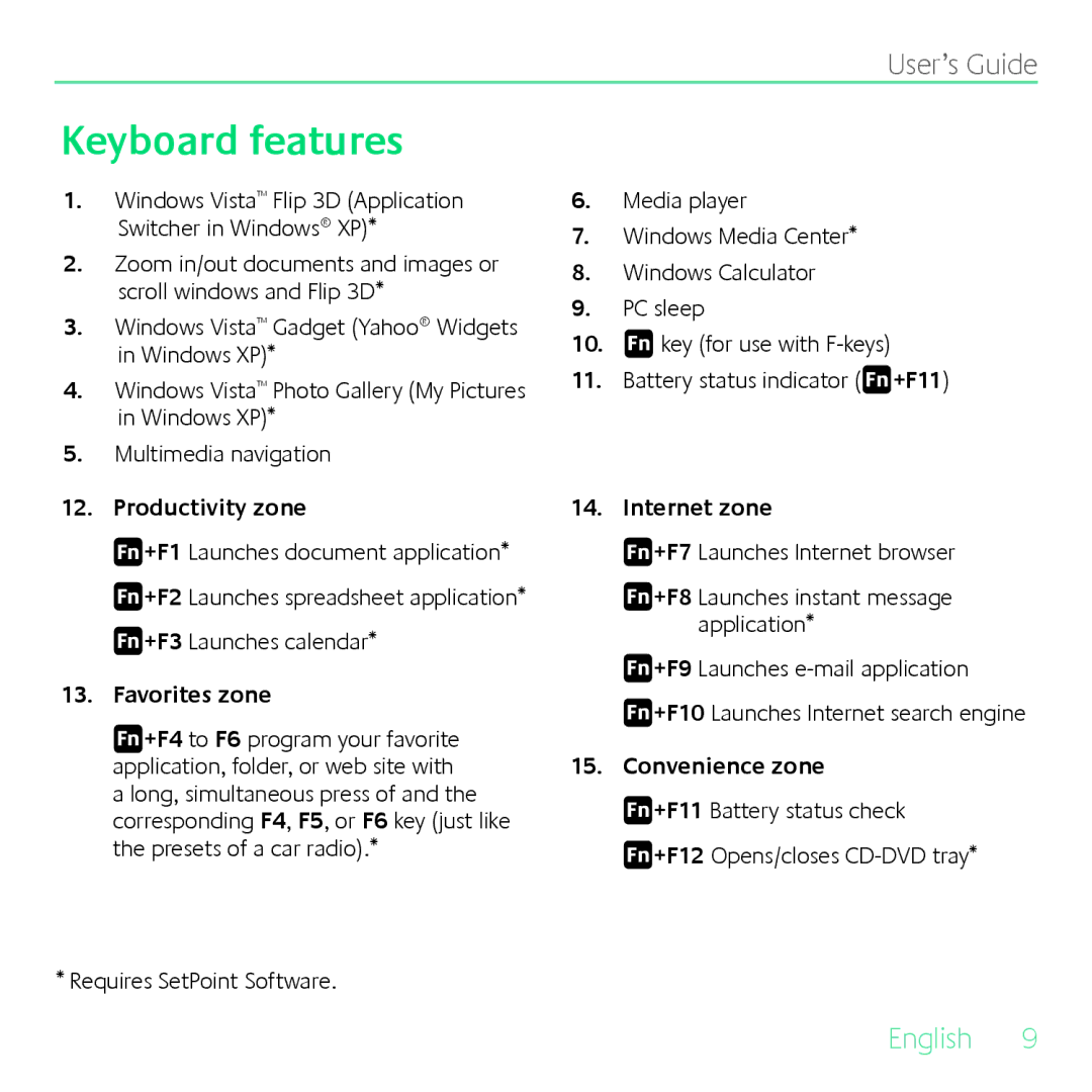 Logitech K350 manual Keyboard features 