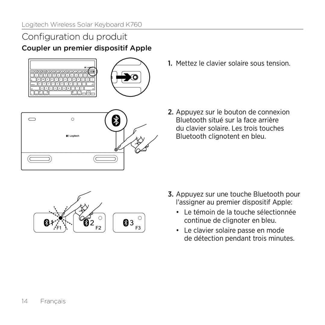 Logitech K760 manual Configuration du produit 