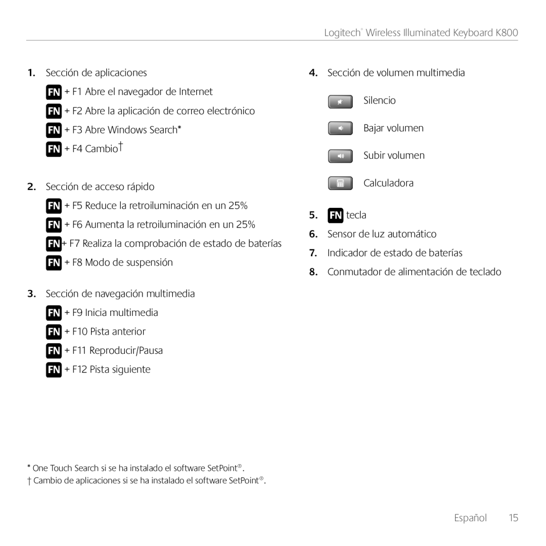 Logitech manual Logitech Wireless Illuminated Keyboard K800 