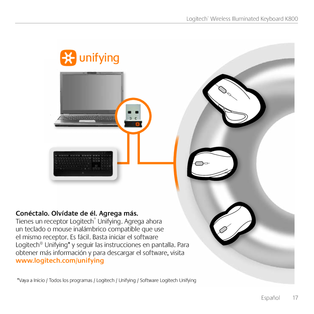 Logitech K800 manual Conéctalo. Olvídate de él. Agrega más 