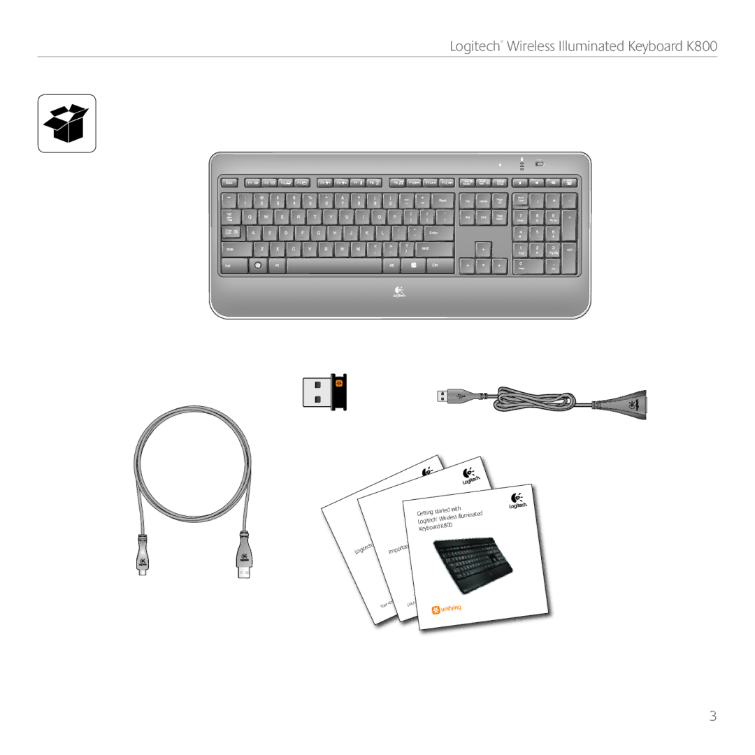 Logitech manual Logitech Wireless Illuminated Keyboard K800 