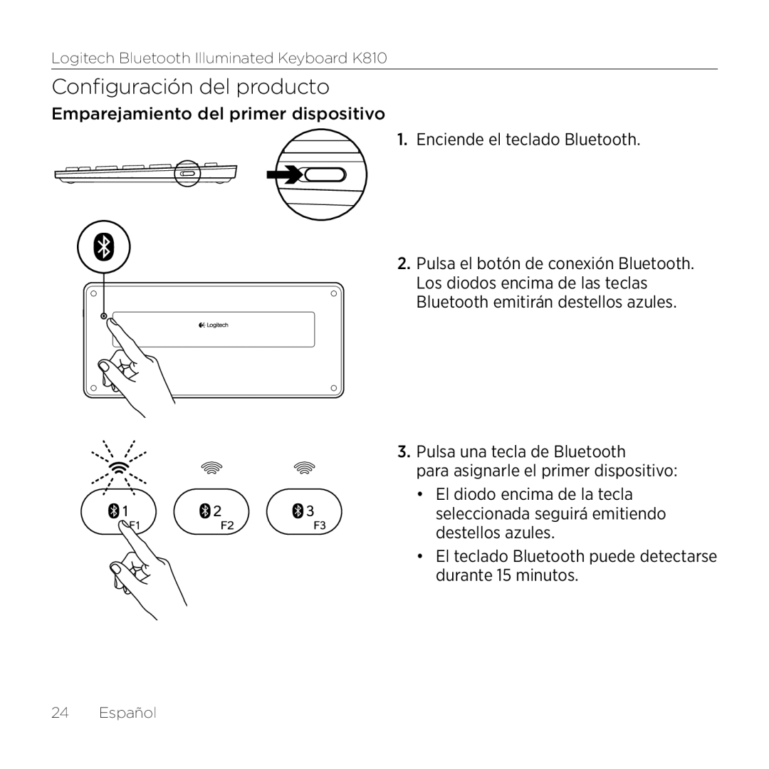 Logitech K810 setup guide Configuración del producto 