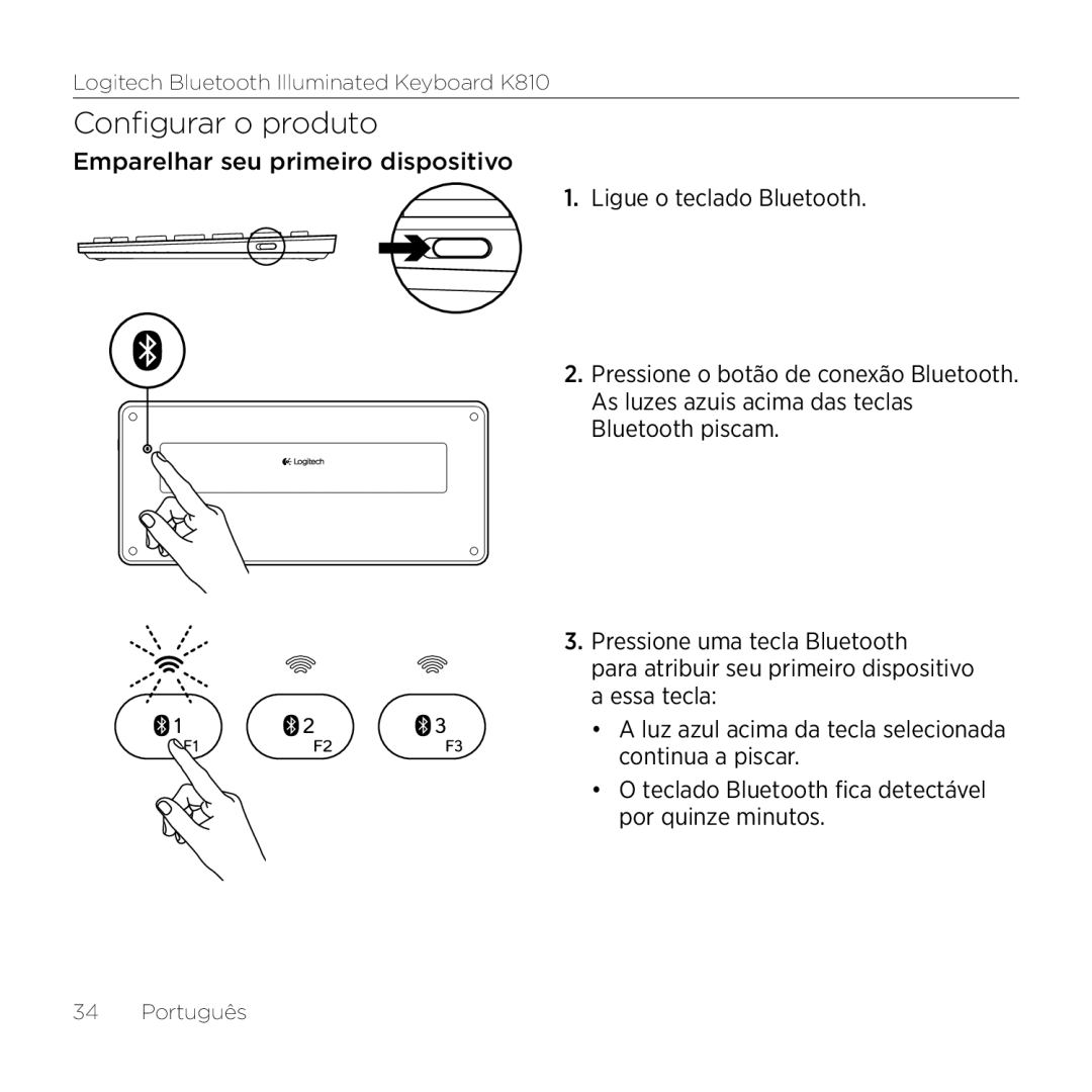 Logitech K810 setup guide Configurar o produto 