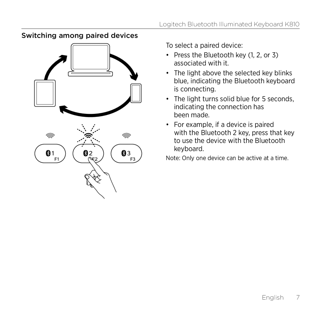 Logitech K810 setup guide English 7 