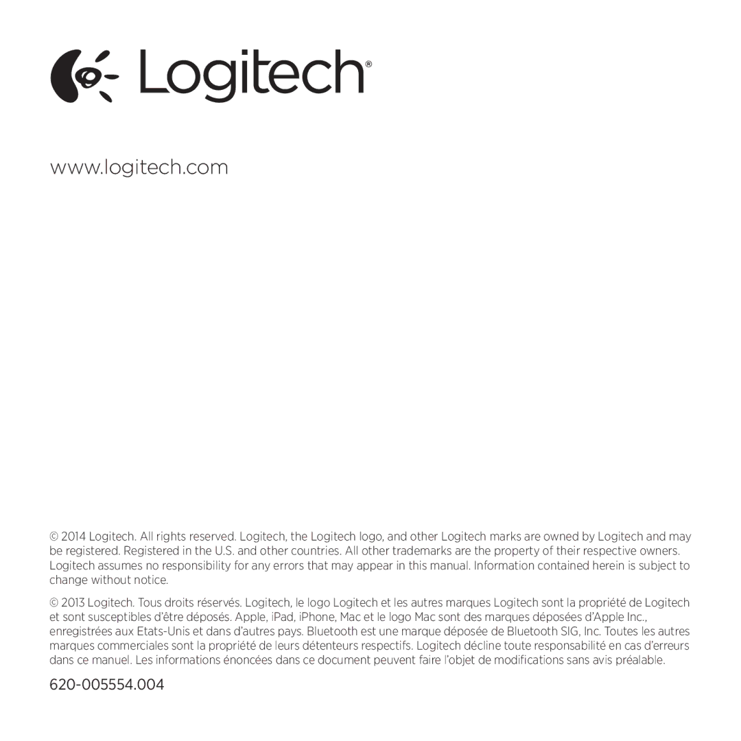 Logitech K830 setup guide 620-005554.004 