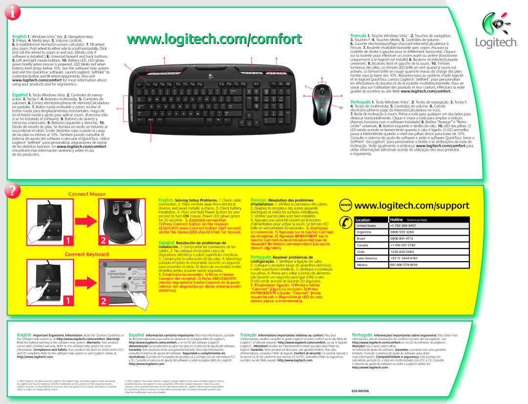 Logitech LX310 manual Português, Connect Keyboard, Connect Mouse 