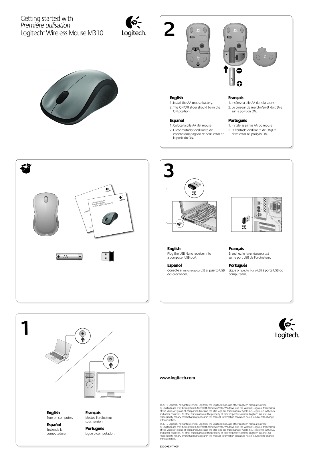 Logitech M310 warranty English Français, Español Português 