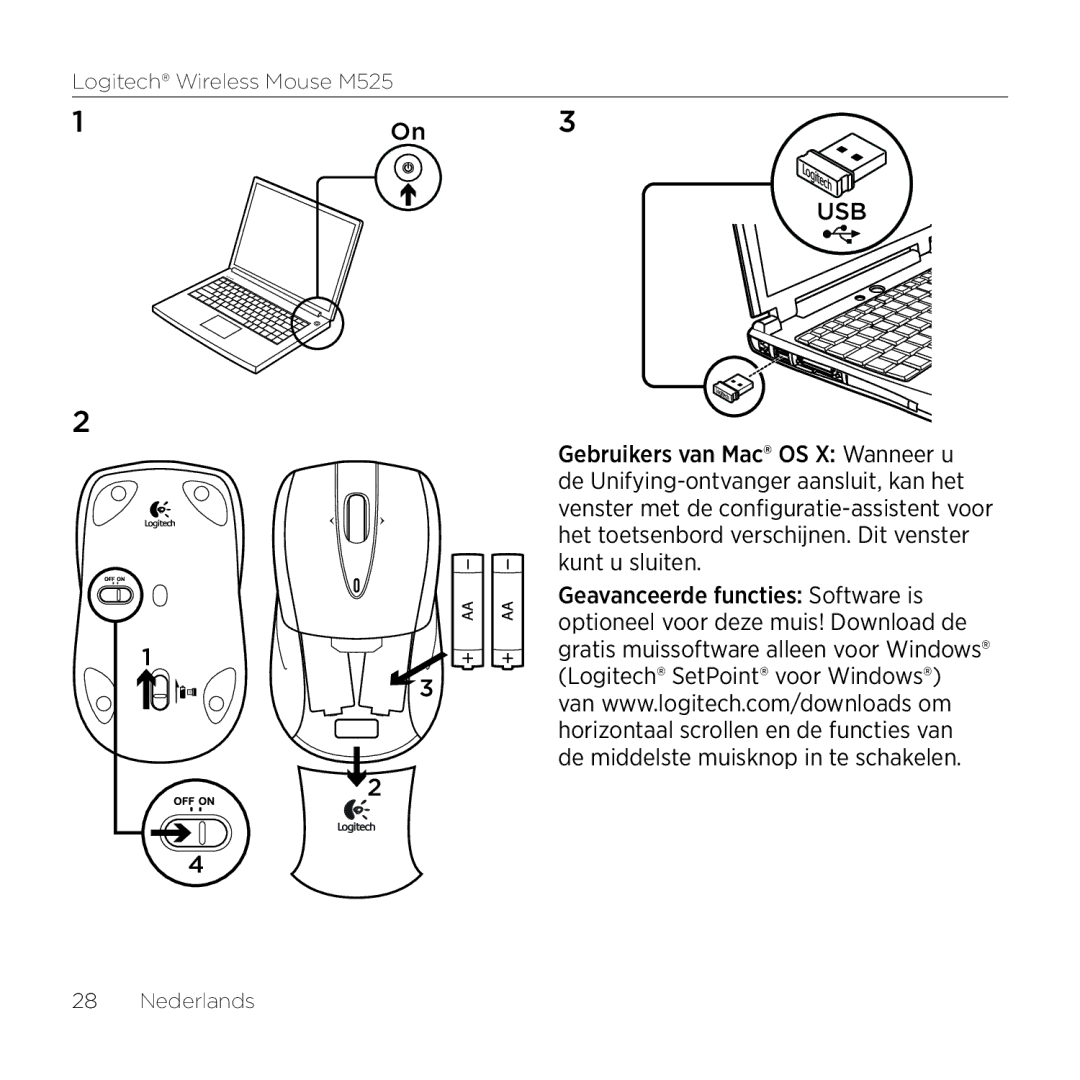 Logitech M525 manual Nederlands 