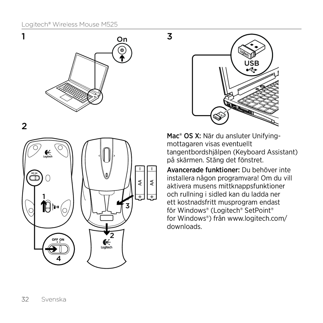 Logitech M525 manual Svenska 