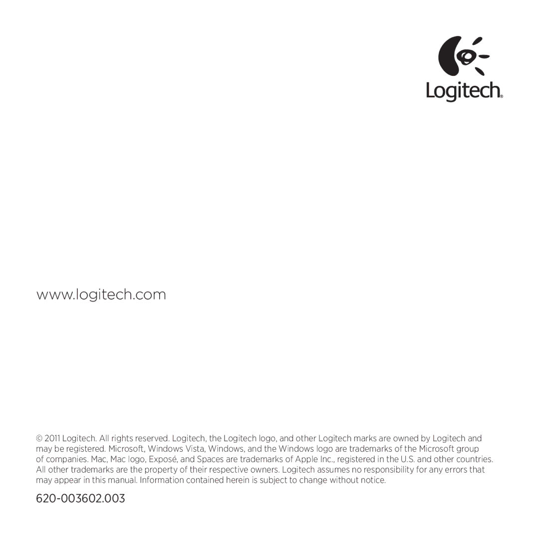 Logitech M525 manual 620-003602.003 