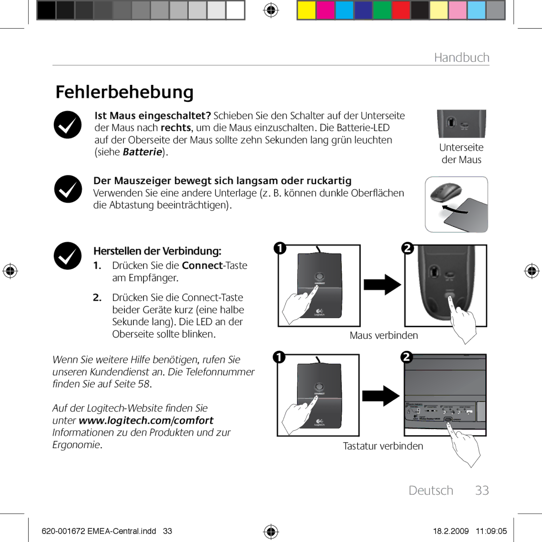 Logitech MK300 manual Herstellen der Verbindung 